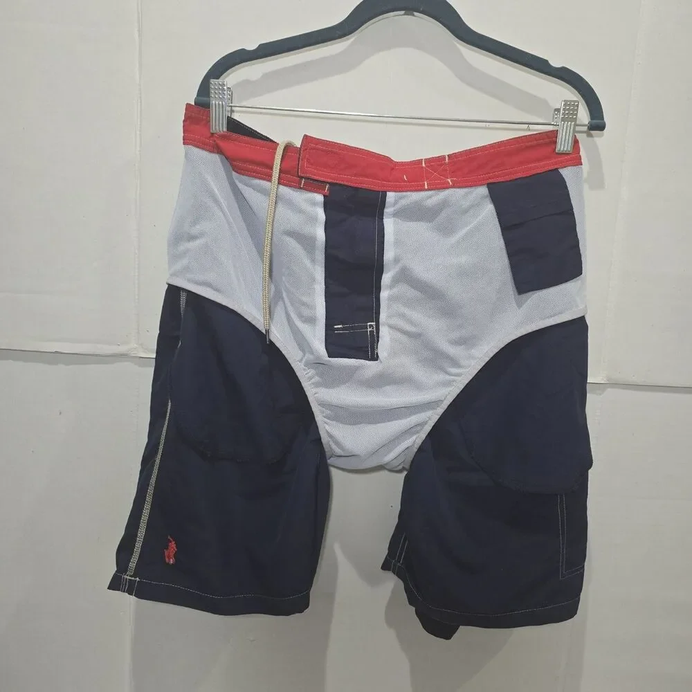 Polo by Ralph Lauren Swim Trunks Brief Liner Drawstring Pockets Mens XL Navy.